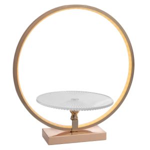 ЗЛАТЕН МЕТАЛЕН ВЕНЕЦ СЪС СТЪКЛЕНА ПЛОЧА И LED СВЕТЛИНА 40Х25Х43СМ