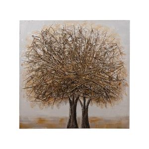 Картина 2 дървета кафяво-бежово-оранжево 82x4.5x82см