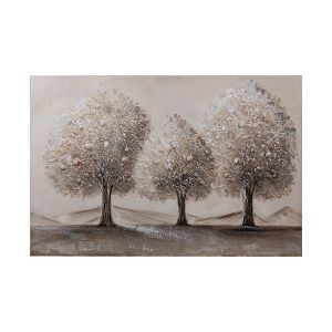 Картина 3 дървета кафяво-бяло-сребърно 60x3x90см