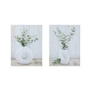 Картина ваза, S/2, бяло - зелен, 30x1.8x40см