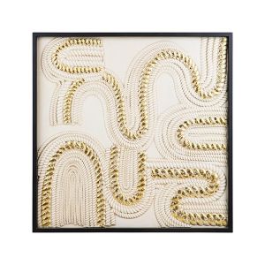 Картина дървена бежова - златна 80x4.5x80см