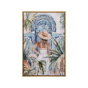 Картина жена, бежово - бяло - синьо 40x3.5x60см