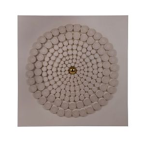 Картина кръг със златна топка, бяла, 90x3.5x90см