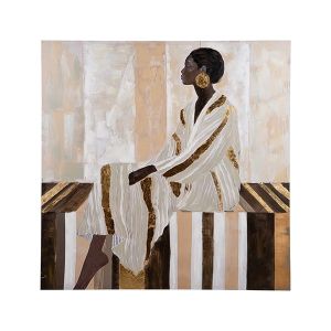 Картина платно жена бяло-златно 100x3.5x100см