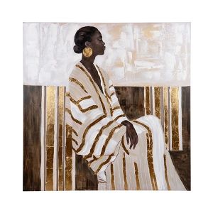 Картина платно жена бяло-златно 100x3.5x100см