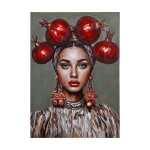 Картина платно жена с нар червено - оранжево 50x3.5x70см