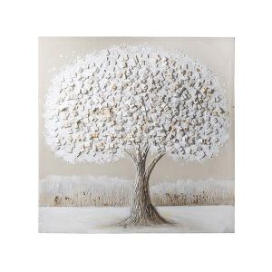 Картина с дърво кафяво-бяло 100x3x100см