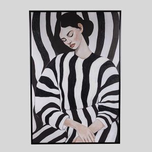 Картина с женска фигура, бяла - черна, 80x120 см