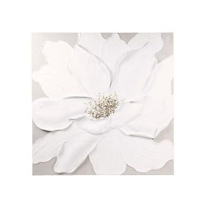 Картина цветя бяло-бежово-златно 100x3x100см