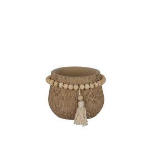 Кафяви циментови кръгли мъниста комболи с цветя Φ13.5x10см - 1/18kib