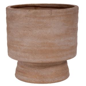 КАФЯВО-ЗЛАТИСТА КРЪГЛА КЕРАМИЧНА САКСИЯ 14X14X14 СМ