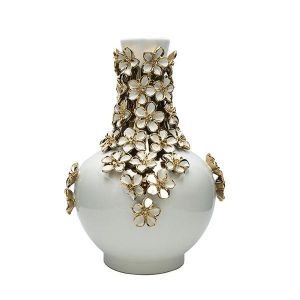 Керамична ваза бяла с цветя 29x29x40.5см