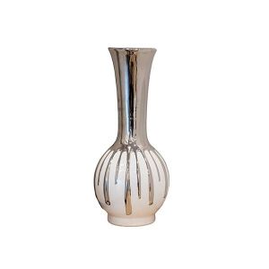Керамична ваза бяло-сребърна 16.5x16.5x33.5см