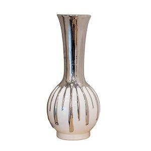 Керамична ваза бяло-сребърна 21x21x46см
