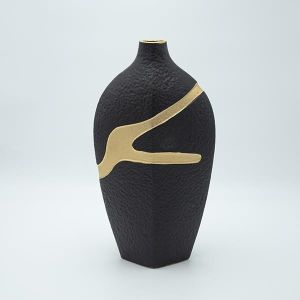 Керамична ваза черно-златна 30x11.5x20.5см
