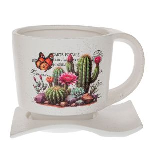 КЕРАМИЧНА ЧАША ЗА ЧАЙ С ПРИНТ НА КАКТУС 23X17X16СМ