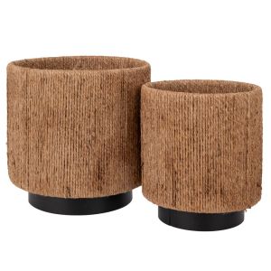 КОМПЛЕКТ 2 ЧЕРНИ МЕТАЛНИ САКСИИ D21X22 D16X16 СМ