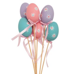 КОМПЛЕКТ 6 ПЛАСТМАСОВИ ЯЙЦА НА КЛЕЧКА 4X28 СМ