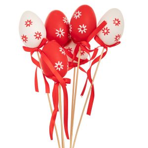 КОМПЛЕКТ 6 ПЛАСТМАСОВИ ЯЙЦА НА КЛЕЧКА 4X28 СМ