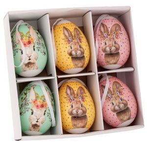 КОМПЛЕКТ 6 ЦВЕТНИ ПЛАСТМАСОВИ ЯЙЦА В КУТИЯ 4X4X6 СМ