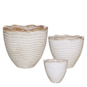 Комплект бели саксии/плочки/3 вълни д: 50x47, м: 40x37, ш: 30x30 см 6/палитра