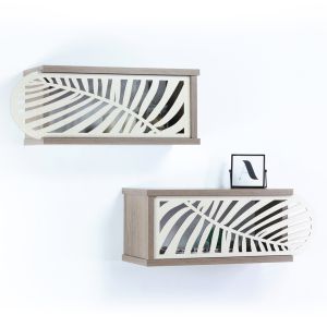 Комплект от 2 меламинови стенни рафтове Sillia Hm9192.01 орехов крем 55x20x22y см.