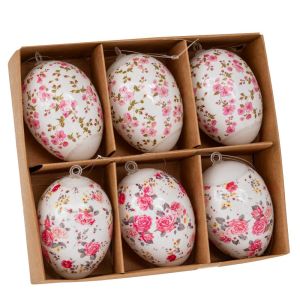 КОМПЛЕКТ ОТ 6 ПЛАСТМАСОВИ ВИСЯЩИ ЯЙЦА С ШАБЛОНИ 4X4X6 СМ