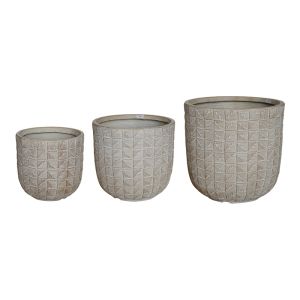 КОМПЛЕКТ САКСИИ KALLENA ОТ 3 КЕРАМИЧНИ ЧАСТИ В БЕЖОВ ЦВЯТ