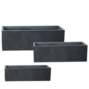 Комплект саксии от влакниста глина/3 антрацитови гранитови правоъгълни - 1/кутия