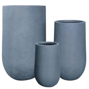 Комплект саксии от влакниста глина/3 сиви светло сиви мраморни торбички р: Φ26x45, м: Φ36x60, д: Φ46x75см 12/pal
