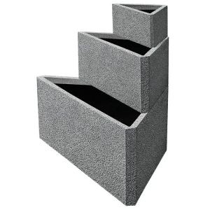 Комплект саксии от влакниста глина/3 сиви триъгълници от пясъчник - 1/kib