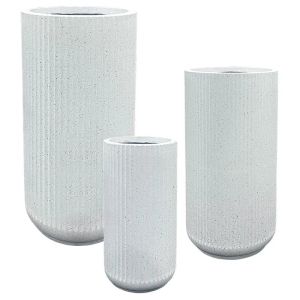 Комплект саксии от фиберклей/3 бяла гранитна колона р: Φ26x50, м: Φ33x63, д: Φ41x78см 18/pal