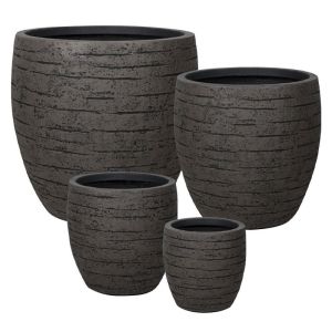 Комплект саксии от фибърклей/4 дълбоки кафяви купи с напукане - S:φ25x25, M:φ33x33, L:φ43x43, Xl:φ54x54см 16/pal