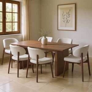 Комплект трапезна маса Eleganza-siena от 7 части Mdf в цвят орех 180x99x75.8см