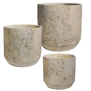Комплект циментови саксии/3 бежови, стар ясен - Д:φ30x29.5, М:φ26x25.5, Ш:φ22.5x22см 84/pal