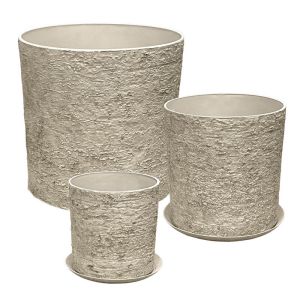 Комплект чинии от камък полисмола/5 бежови, антична слонова кост - Д:φ43x43, М:φ35x36, Ш:φ28x28см