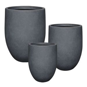 Комплект/3 цилиндрични леки циментово-карбонови саксии - S:φ43x55, M:φ55x69, L:φ70x81см 1/кутия