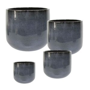 Комплект/4 глинени саксии с въглища, кръгли - S:φ17x14.5, M:φ22x19, L:φ28.5x24.4, Xl:φ35x30см 63/pal