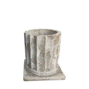 Кръгла бяла/златиста антична саксия средна с колона основа - Φ14x15см 1/12kib