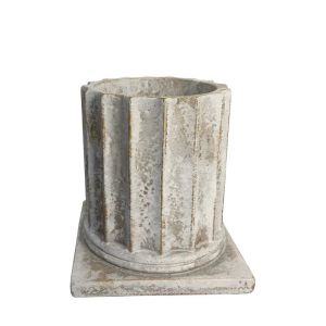 Кръгла бяла/златиста антична саксия, голяма, основа - Φ17x18см 1/8kib