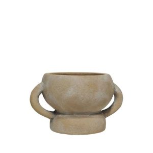 Кръгла кафява антична саксия с дръжка и основа - 14x8.6 см 2/24 кутийки