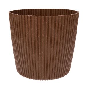 КРЪГЛА САКСИЯ ОТ ЕКО ДЪРВО, ПЛАСТМАСА, НАТУРАЛЕН ЦВЯТ, 20X17 СМ