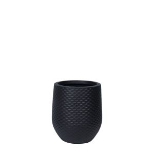Малка саксия от фибърглина, плаваща, черна, плаваща - Φ28x32см