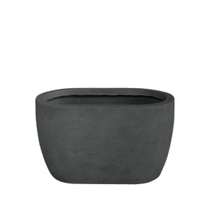 Малка саксия, изработена от лек черен цимент, правоъгълна - 58x34x32см