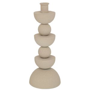 МЕТАЛЕН СВЕЩНИК В КРЕМАВ ЦВЯТ 10X10X26 СМ