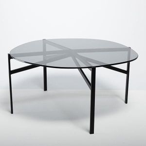 Метална маса черна - стъклен плот 73x72x35см