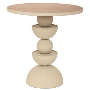 МЕТАЛНА ПОМОЩНА МАСА В КРЕМАВ ЦВЯТ С ДЪРВЕНА ПОВЪРХНОСТ 46X46X49СМ