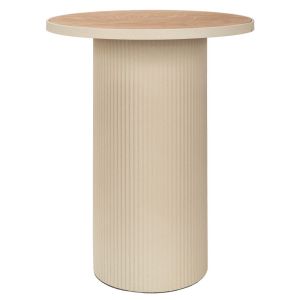 МЕТАЛНА ПОМОЩНА МАСА В КРЕМАВ ЦВЯТ С ДЪРВЕНА ПОВЪРХНОСТ 46X46X56 СМ