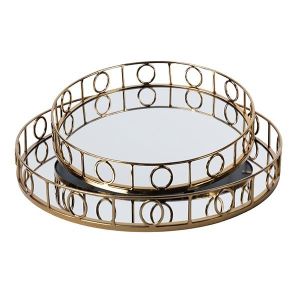 МЕТАЛНИ ПОДНОСИ S/2 - ОГЛЕДАЛНО ЗЛАТИСТА 39X5СМ / 30.5X5СМ