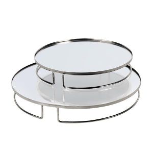 МЕТАЛНИ ПОДНОСИ S/2 - ОГЛЕДАЛО СРЕБЪРНА 39X39X5СМ / 30.5X30.5X5СМ